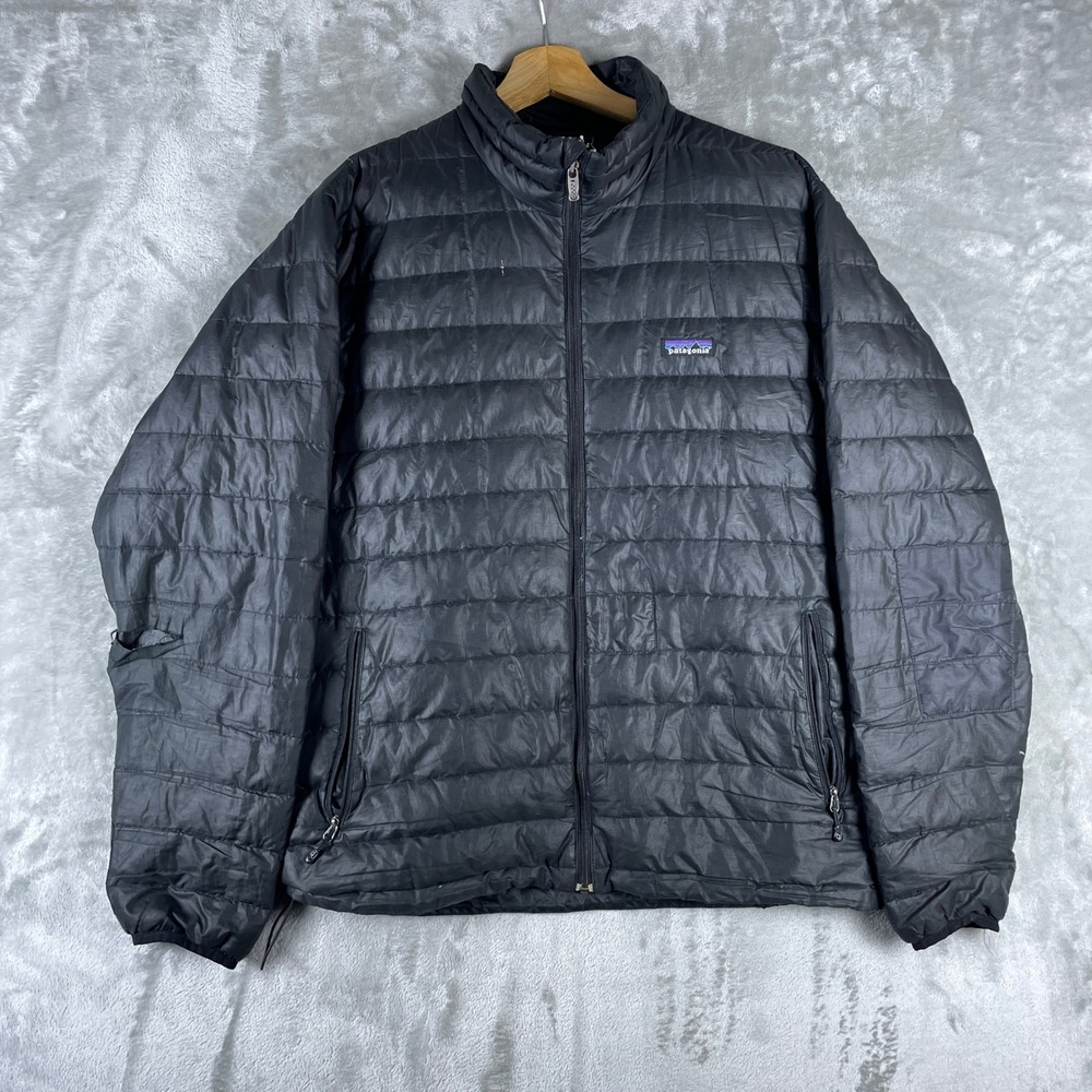 Patagonia Down Sweater Jacket Mens Medium Black Puffer Full Zip 84673FA11